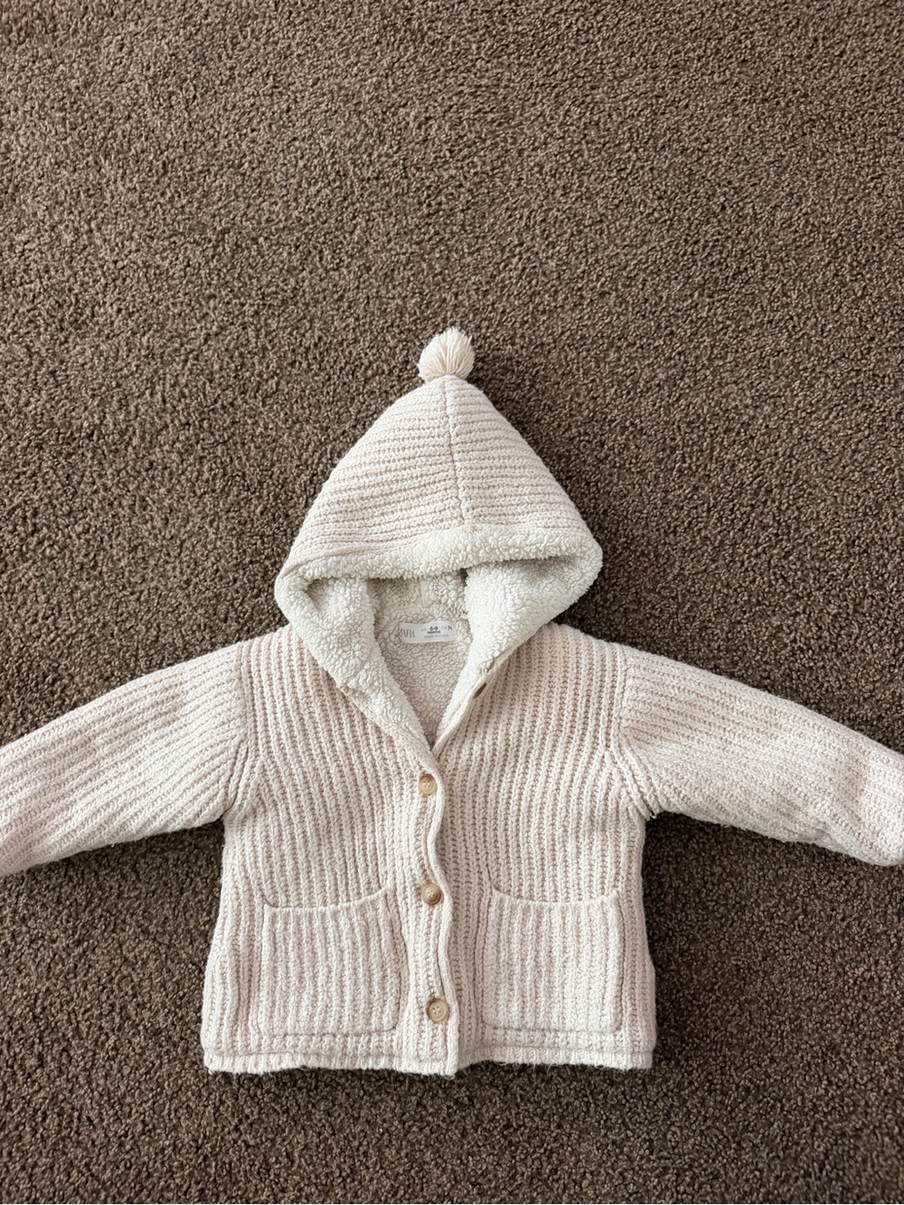 Zara Cozy Cream Hooded Knit Cardigan